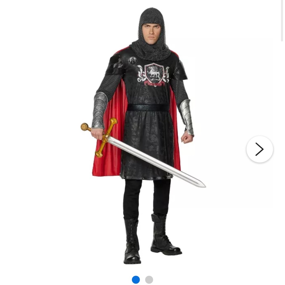 Medieval Knight Costume with Red Cape